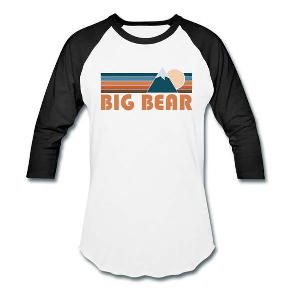 Big Bear, California Baseball T-Shirt - Retro Mountain Unisex Big Bear Raglan T Shirt - white/black