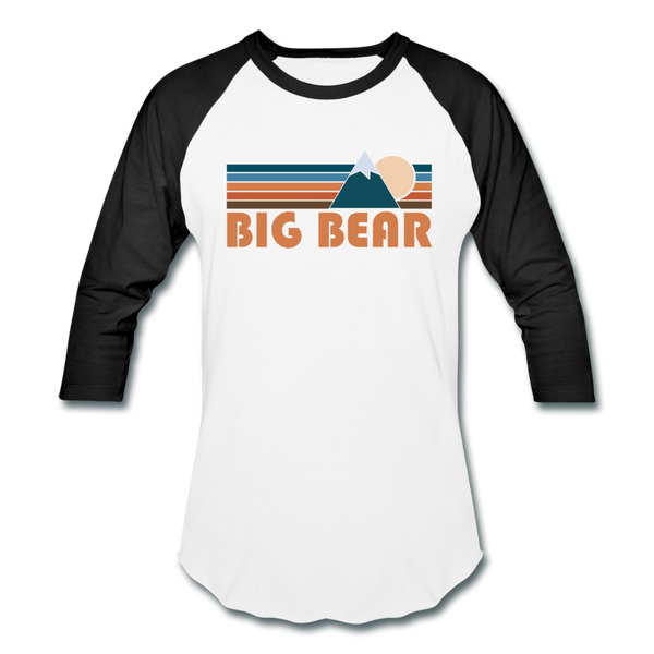 Big Bear, California Baseball T-Shirt - Retro Mountain Unisex Big Bear Raglan T Shirt - white/black