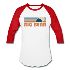 Big Bear, California Baseball T-Shirt - Retro Mountain Unisex Big Bear Raglan T Shirt - white/red