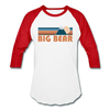 Big Bear, California Baseball T-Shirt - Retro Mountain Unisex Big Bear Raglan T Shirt - white/red