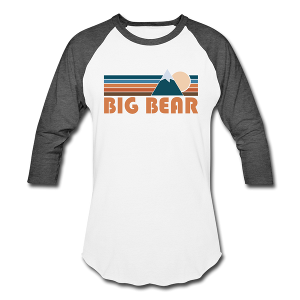 Big Bear, California Baseball T-Shirt - Retro Mountain Unisex Big Bear Raglan T Shirt - white/charcoal