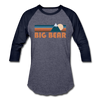 Big Bear, California Baseball T-Shirt - Retro Mountain Unisex Big Bear Raglan T Shirt - heather blue/navy