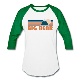 Big Bear, California Baseball T-Shirt - Retro Mountain Unisex Big Bear Raglan T Shirt - white/kelly green
