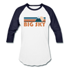 Big Sky, Montana Baseball T-Shirt - Retro Mountain Unisex Big Sky Raglan T Shirt - white/navy