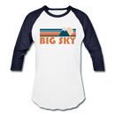 Big Sky, Montana Baseball T-Shirt - Retro Mountain Unisex Big Sky Raglan T Shirt - white/navy