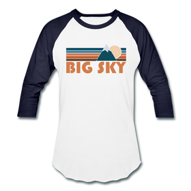 Big Sky, Montana Baseball T-Shirt - Retro Mountain Unisex Big Sky Raglan T Shirt - white/navy