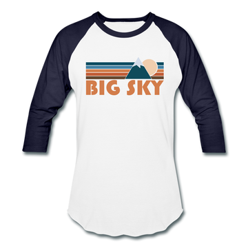 Big Sky, Montana Baseball T-Shirt - Retro Mountain Unisex Big Sky Raglan T Shirt - white/navy