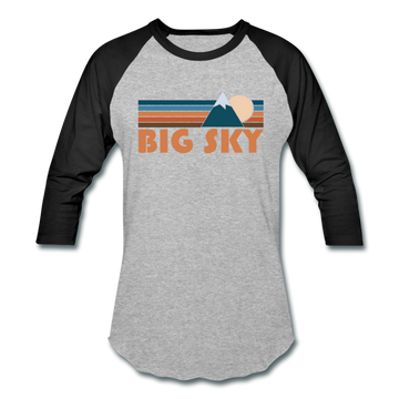 Big Sky, Montana Baseball T-Shirt - Retro Mountain Unisex Big Sky Raglan T Shirt - heather gray/black