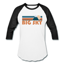 Big Sky, Montana Baseball T-Shirt - Retro Mountain Unisex Big Sky Raglan T Shirt - white/black