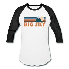 Big Sky, Montana Baseball T-Shirt - Retro Mountain Unisex Big Sky Raglan T Shirt - white/black