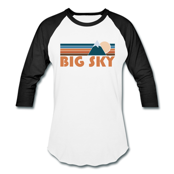 Big Sky, Montana Baseball T-Shirt - Retro Mountain Unisex Big Sky Raglan T Shirt - white/black