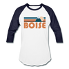 Boise, Idaho Baseball T-Shirt - Retro Mountain Unisex Boise Raglan T Shirt - white/navy