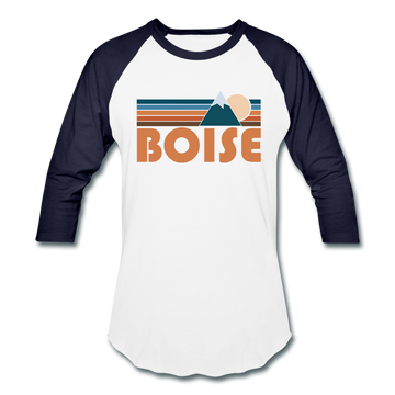 Boise, Idaho Baseball T-Shirt - Retro Mountain Unisex Boise Raglan T Shirt - white/navy
