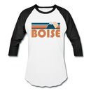 Boise, Idaho Baseball T-Shirt - Retro Mountain Unisex Boise Raglan T Shirt - white/black