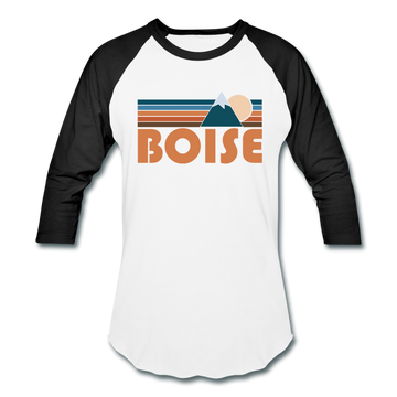 Boise, Idaho Baseball T-Shirt - Retro Mountain Unisex Boise Raglan T Shirt - white/black