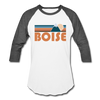 Boise, Idaho Baseball T-Shirt - Retro Mountain Unisex Boise Raglan T Shirt - white/charcoal