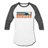 Boulder, Colorado Baseball T-Shirt - Retro Mountain Unisex Boulder Raglan T Shirt - white/charcoal
