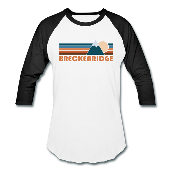 Breckenridge, Colorado Baseball T-Shirt - Retro Mountain Unisex Breckenridge Raglan T Shirt - white/black