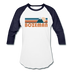 Bozeman, Montana Baseball T-Shirt - Retro Mountain Unisex Bozeman Raglan T Shirt - white/navy