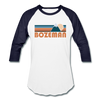 Bozeman, Montana Baseball T-Shirt - Retro Mountain Unisex Bozeman Raglan T Shirt - white/navy