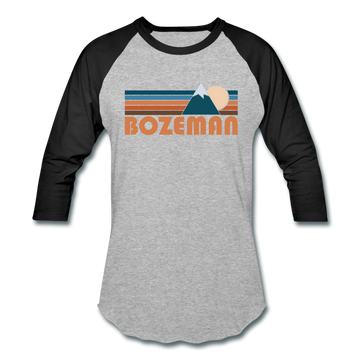 Bozeman, Montana Baseball T-Shirt - Retro Mountain Unisex Bozeman Raglan T Shirt - heather gray/black