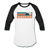 Bozeman, Montana Baseball T-Shirt - Retro Mountain Unisex Bozeman Raglan T Shirt - white/black