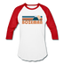 Bozeman, Montana Baseball T-Shirt - Retro Mountain Unisex Bozeman Raglan T Shirt - white/red