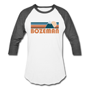 Bozeman, Montana Baseball T-Shirt - Retro Mountain Unisex Bozeman Raglan T Shirt - white/charcoal