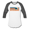 Bozeman, Montana Baseball T-Shirt - Retro Mountain Unisex Bozeman Raglan T Shirt - white/charcoal