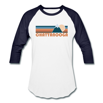 Chattanooga, Tennessee Baseball T-Shirt - Retro Mountain Unisex Chattanooga Raglan T Shirt - white/navy