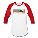Chattanooga, Tennessee Baseball T-Shirt - Retro Mountain Unisex Chattanooga Raglan T Shirt - white/red