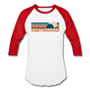 Chattanooga, Tennessee Baseball T-Shirt - Retro Mountain Unisex Chattanooga Raglan T Shirt - white/red