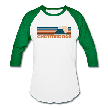 Chattanooga, Tennessee Baseball T-Shirt - Retro Mountain Unisex Chattanooga Raglan T Shirt - white/kelly green