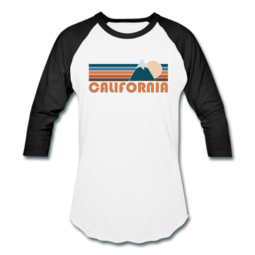 California Baseball T-Shirt - Retro Mountain Unisex California Raglan T Shirt - white/black