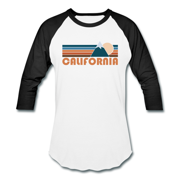 California Baseball T-Shirt - Retro Mountain Unisex California Raglan T Shirt - white/black