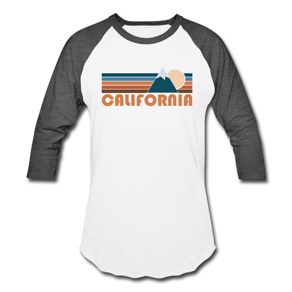 California Baseball T-Shirt - Retro Mountain Unisex California Raglan T Shirt - white/charcoal