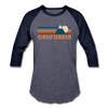 California Baseball T-Shirt - Retro Mountain Unisex California Raglan T Shirt - heather blue/navy