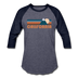 California Baseball T-Shirt - Retro Mountain Unisex California Raglan T Shirt - heather blue/navy