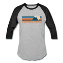 Colorado Springs, Colorado Baseball T-Shirt - Retro Mountain Unisex Colorado Springs Raglan T Shirt - heather gray/black