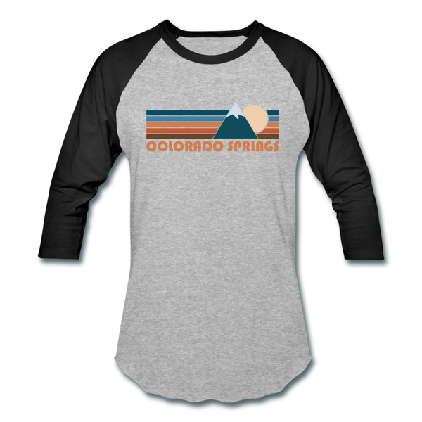 Colorado Springs, Colorado Baseball T-Shirt - Retro Mountain Unisex Colorado Springs Raglan T Shirt - heather gray/black