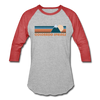 Colorado Springs, Colorado Baseball T-Shirt - Retro Mountain Unisex Colorado Springs Raglan T Shirt - heather gray/red