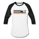 Colorado Springs, Colorado Baseball T-Shirt - Retro Mountain Unisex Colorado Springs Raglan T Shirt - white/black