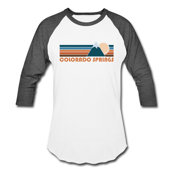 Colorado Springs, Colorado Baseball T-Shirt - Retro Mountain Unisex Colorado Springs Raglan T Shirt - white/charcoal