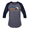 Colorado Springs, Colorado Baseball T-Shirt - Retro Mountain Unisex Colorado Springs Raglan T Shirt - heather blue/navy