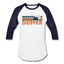 Denver, Colorado Baseball T-Shirt - Retro Mountain Unisex Denver Raglan T Shirt - white/navy