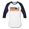 Denver, Colorado Baseball T-Shirt - Retro Mountain Unisex Denver Raglan T Shirt - white/navy