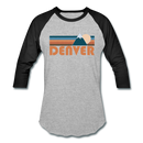 Denver, Colorado Baseball T-Shirt - Retro Mountain Unisex Denver Raglan T Shirt - heather gray/black