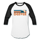 Denver, Colorado Baseball T-Shirt - Retro Mountain Unisex Denver Raglan T Shirt - white/black