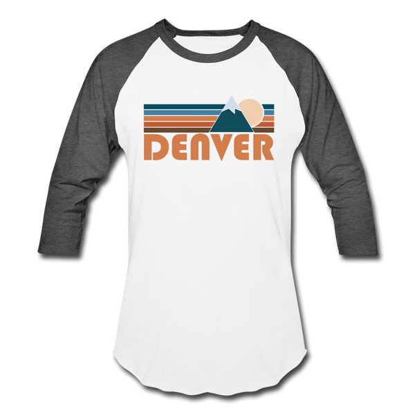 Denver, Colorado Baseball T-Shirt - Retro Mountain Unisex Denver Raglan T Shirt - white/charcoal