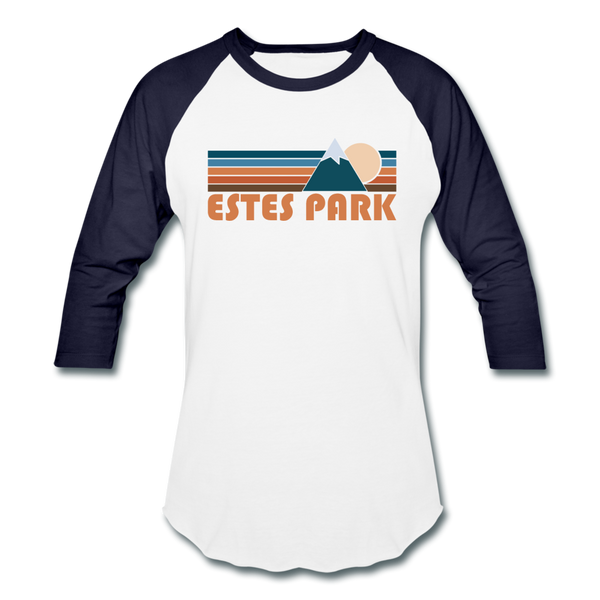 Estes Park, Colorado Baseball T-Shirt - Retro Mountain Unisex Estes Park Raglan T Shirt - white/navy